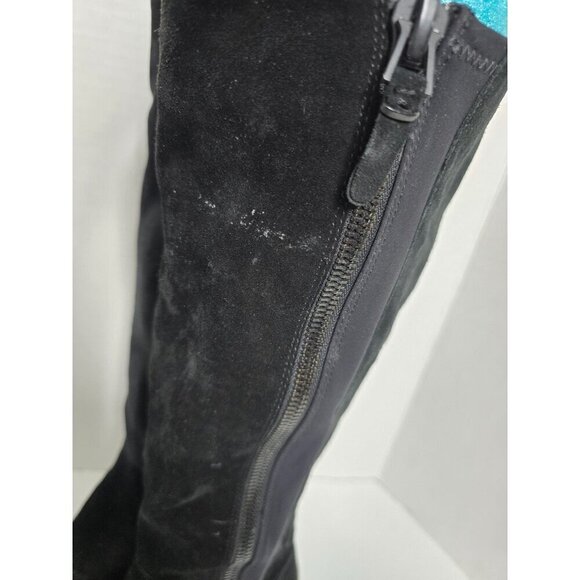 Via Spiga Black Suede Knee High Wedge Riding Boots - Picture 4 of 16